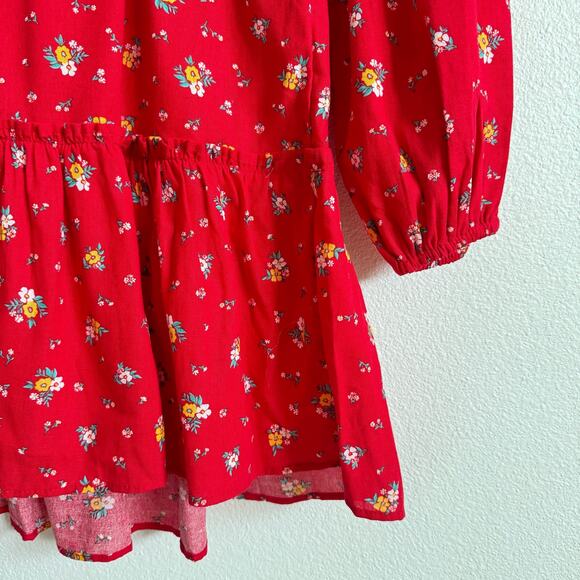 Billabong X Wrangler Falling For You Red Floral Mini Babydoll Dress Women’s XS - Picture 5 of 8